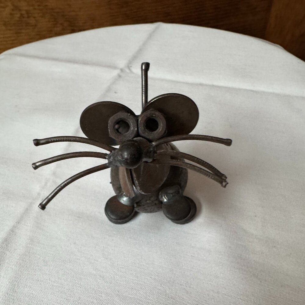 Handcrafted Metal Mouse Sculpture